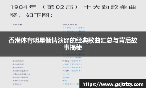 香港体育明星倾情演绎的经典歌曲汇总与背后故事揭秘